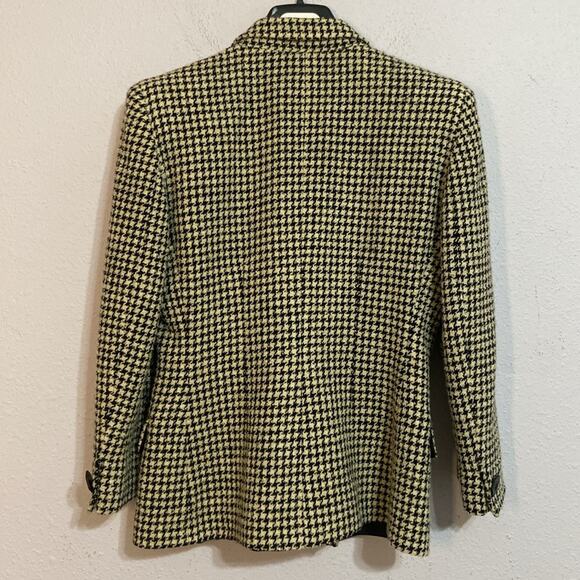 Madyva Made in Italy Women Tan/Black Wool Blend Houndstooth Blazer Size 44 - Picture 6 of 10